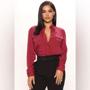 NWT You Better Work Shirt II - Burgundy in size XL